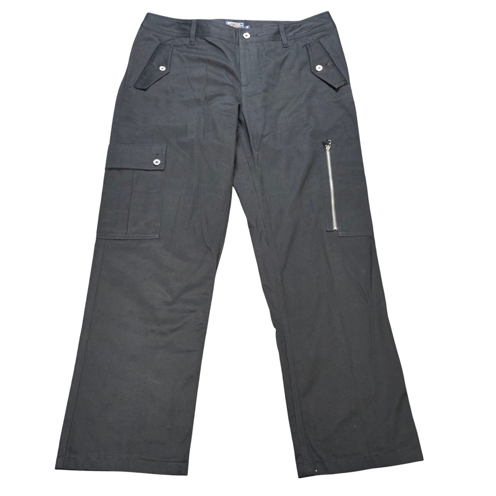 American Living Cargo Pants Women's 14 Black Multi Pocket Straight Leg Cotton